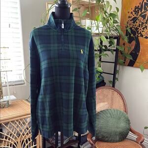 NWT Polo Ralph Lauren Estate Tartan Plaid Quarter Zip Cotton Pullover